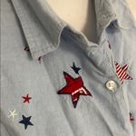 Cabin creek Vintage Cabin Creak Embroidered Star Sleeveless Blue Tie Front Top Size PL Photo 1