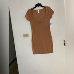 Abound NWT  mocha ribbed short sleeve tshirt dress size medium 58% organic cotton Photo 2