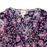 Knox Rose  Boho Paisley V Neck Dress Navy Blue Pink Short Sleeve Women’s Small Photo 3