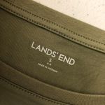 Lands' End  Womens T Shirt Top Lace Back Short Sleeve Pocket Stretch Olive Green S Photo 2