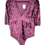 Free People Intimately Free Size Large Short Sleeve Bodysuit Purple Velvet NWT Photo 0