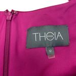 Theia Silk Pleated Ruffle Jewel Tone Sleeveless Sheath Bandage Dress Size 12 Red Photo 4