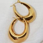 Oval Hoop Earrings, Gold Oval Hoop Earrings Photo 0