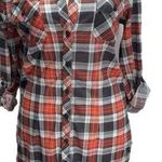 NEW White Mark Coral & Gray Plaid Lightweight Button Front Shirt Dress Small Photo 0