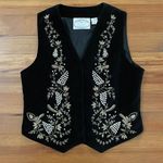 Eagle Eye Vintage 90s Holiday Evening Black Velvet Vest Womens Size Medium Photo 3