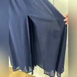 Lulus Heavenly Hues Maxi Dress Gown Deep V Modest Leg Slit Navy Blue Small Prom Photo 7