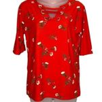 J for Justify  Red Floral Print Top Size L Photo 1