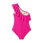 Kona Sol Women’s Ruffle One Shoulder Coverage One Piece Pink Swimsuit
Size L (12-14 Photo 4