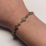 Signed Napier Costume Gold Tone Tennis Bracelet Multi Color Rhinestone Photo 0