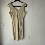 Y2K Max‎ Rave Beige Linen Mini Dress S Embroidered Floral Cottagecore Photo 6
