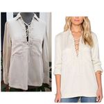 Free People Neutral Under Your Spell Tencel Tunic Blouse Size XS Western Country Photo 1