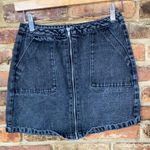 Refuge  Black Wash Denim Zipper Zip-Front Mini Jean Skirt Women's Size Small Photo 0
