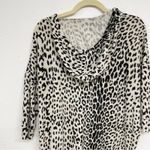 Chaser  Black & White Animal Print Pullover Hoodie Sweater Womens M Leopard Top Photo 8