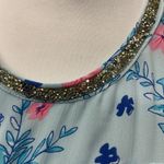 Juicy Couture Blue Floral Ruffle Rhinestone Jewel Neck Blouse Size M Vintage Photo 12