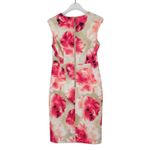 Calvin Klein Cream & Pink Floral V-Neck A-Line Sheath Dress Formal 2 Petite Photo 2
