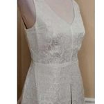 Ivory Silver Brocade Pleated Sleeveless ModCloth Cocktail Dress by Ivy + Blu Size 6 Photo 1