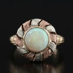 10K SOLID TRI COLOR GOLD ROUND CABOCHON OPAL RING (5) Multiple Photo 2