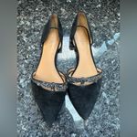 J.Crew Black Suede d'Orsay Flats with Silver Glitter Bow Women’s Size 9 Photo 8