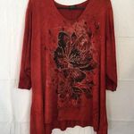 Shannon Ford Rhinestone Flower Flare Bottom Tee Size 22W Photo 0