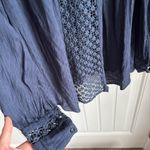 Free People  Navy Blouse with Lace Accents Photo 4