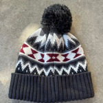 Old Navy  Knit Cuffed Beanie Gray White Red Aztec stripes snowboarding ski Sz S Photo 0