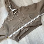 Elwood Crop Hoodie organic cotton thermal zip babydoll womens Brown (small) Tan Photo 2