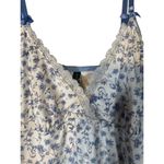Laura Ashley  White Blue Floral Lace Trim V-Neck Sleep Shirt Women Sz XL Photo 2