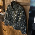 MELLODAY  Floral Quilted Jacket Black Blue Coat Button Up Feminine Womens Medium Photo 1