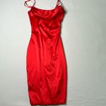 Oh Polly  Red Satin Bodycon Mini Dress Photo 2