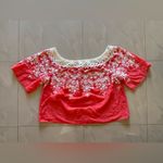 Flying Tomato Summer Tropical floral crochet orange White top plus Size 2X Photo 10