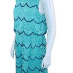 Luxology Womens 14 Blue Teal Crochet Lace Sleeveless Midi Dress Elastic Waist Photo 9