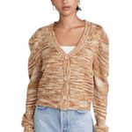 En Saison Puff Long Sleeve Gold Yellow Space Dye Cardigan Sweater size Medium Photo 0