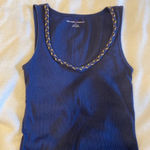 NY & Co Cotton Blue‎ Tank with gold detail Blue Size XS Photo 3