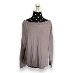 Anthropologie Womens Top Sz M Gray Striped Long Sleeve Buttons Boat Neckline Photo 2