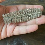Boutique Silver Art Deco Crystal Leaf Hair Barrette Accessory Photo 2