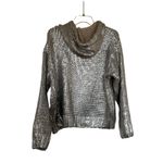ZARA  Woman Silver Metallic Foil Hoodie Futuristic Y2K Streetwear Knit FW23 Small Photo 6