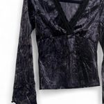 Y2K Wild Cat Black Velvet Long Sleeve Asymetrical Top Lace detail Size M/L Goth Size L Photo 2