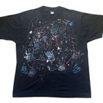 Screen Stars Vintage 90's Black Custom Splatter Paint Single Stitch Shirt XL Art Photo 0