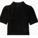 Kate Spade Black Metallic Sparkle Short Sleeve Sweater Size Medium Textured NWT Photo 1
