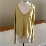Free People long sleeve waffle knit lime Yellow Top size medium new with tags Photo 6