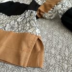Maeve Anthropologie Lace Long Sleeve Paneled Cropped Rugby Top Black Tan Size S Photo 8