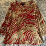 Peck & Peck  Vibrant Red and Tan Blouse Photo 0