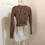 Almost Famous Y2K Wrap Style V-Neck Fitted Ruched Corset Brown Purple Lace Trim Blouse Shirt Top Long sleeve-S #Cottagecore #Whimsical #Whimsygoth Measurement in pics Photo 1