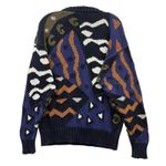 Vintage Henry Grethel Men's Knit Sweater Abstract Grandpa Cottagecore Winter M Blue Size M Photo 1