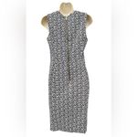 Calvin Klein  Size 8 Black White Geometric Scuba Crepe‎ Stretch Sheath Dress MIDI Photo 2