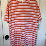 Abound  Striped Hooded Cover-Up Beach Swim Pool Resort Tunic Dress‎ L Photo 0