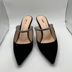 L'Agence EUC  Lolita VI mules black suede leather size 11 crystal diamond slip on Photo 2