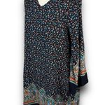 Anthropologie Anthro Hazel Boho Floral Vneck Dress 3/4 Bell Sleeve Lightweight Relaxed Medium Photo 3