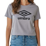 Umbro Shirt Women's Large Gray Heather Cropped Logo Graphic Tee Crewneck Soccer Photo 0