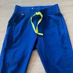 FIGS New! Boston Slim Jogger Scrub Pants XXS Blue with Neon Yellow Tie Photo 0